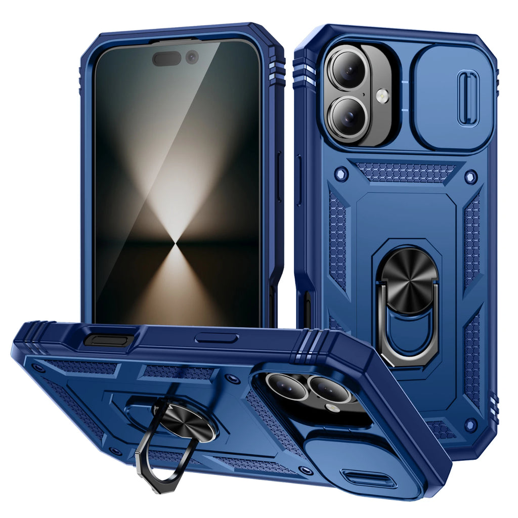Camera Proctive Phone Case for IPhone 17 Air 16 16E 15 14 13 12 11 XS XR Pro Max Plus Cover With Ring Holder Heavy Duty