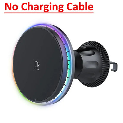 Magnetic Car Wireless Charger RGB For iPhone 13 14 15 16 17 Pro Max Macsafe Car Phone Holder Stand Mount Fast Charging Station