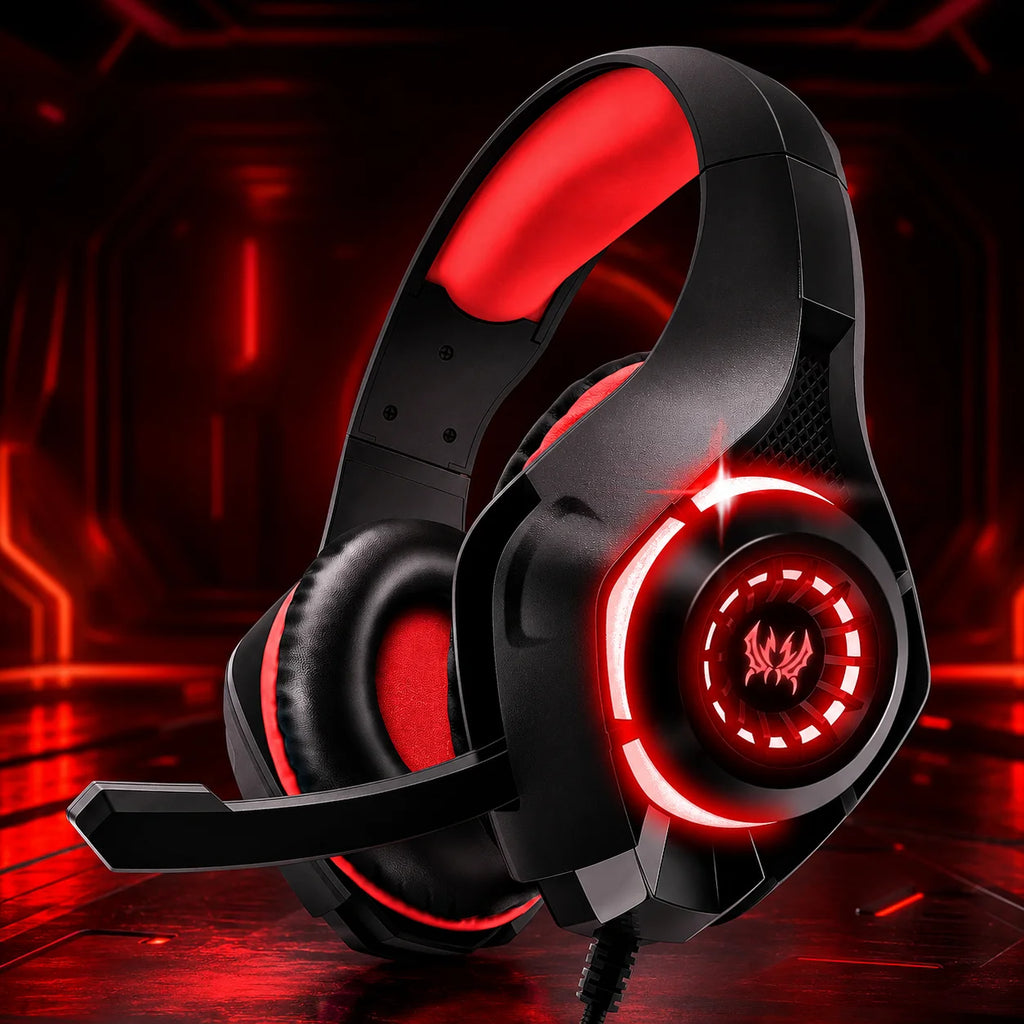 GS400 Wired Gaming Headset with Microphone LED Over Ear Gamer Headphones for PC PS4 PS5 Xbox Switch Laptop Mobile