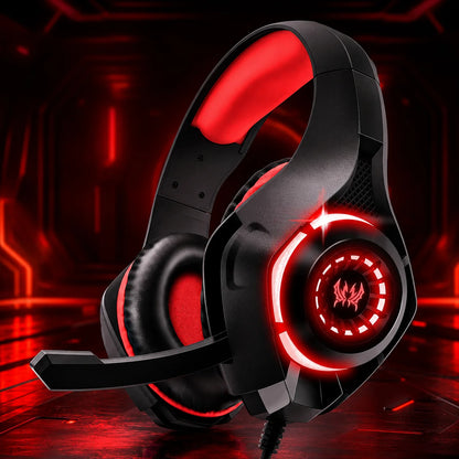 GS400 Wired Gaming Headset with Microphone LED Over Ear Gamer Headphones for PC PS4 PS5 Xbox Switch Laptop Mobile