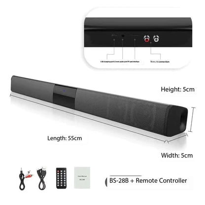 40W Soundbar TV Portable Bluetooth-compatible Speaker Sound Bar Wireless Column Home Theater Sound System RCA AUX For TV PC