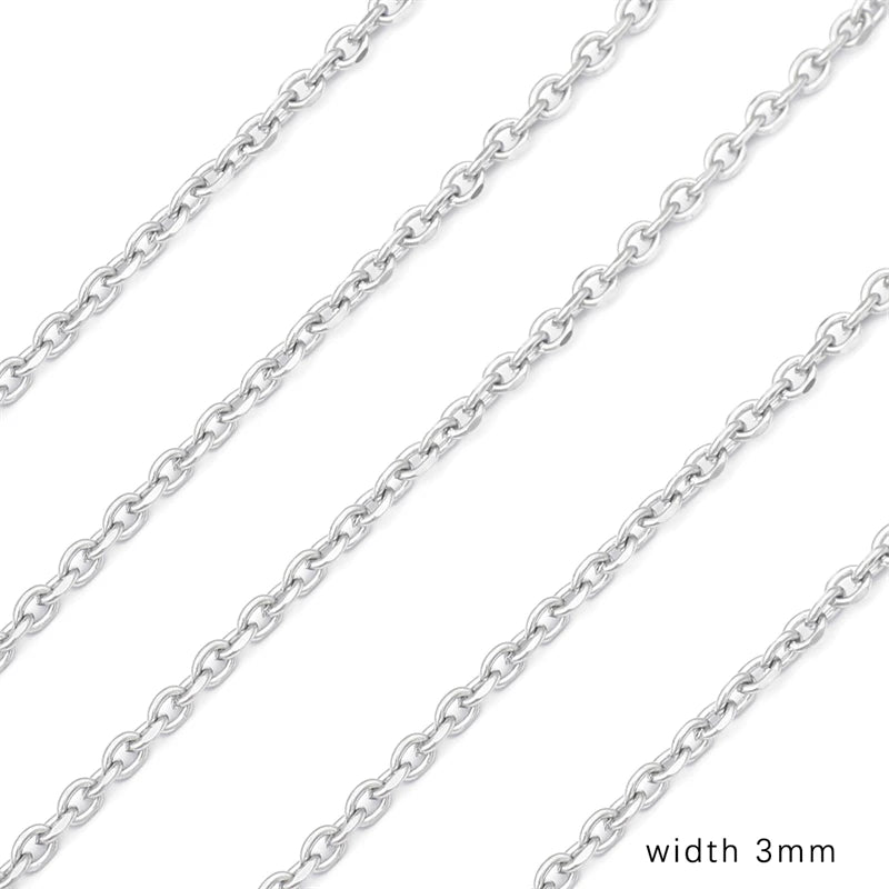 Cadena de acero inoxidable de 1M para hombres y mujeres, cadena de eslabones cubanos, gargantilla básica punk DIY, pulsera, joyería masculina de Hip Hop, regalo