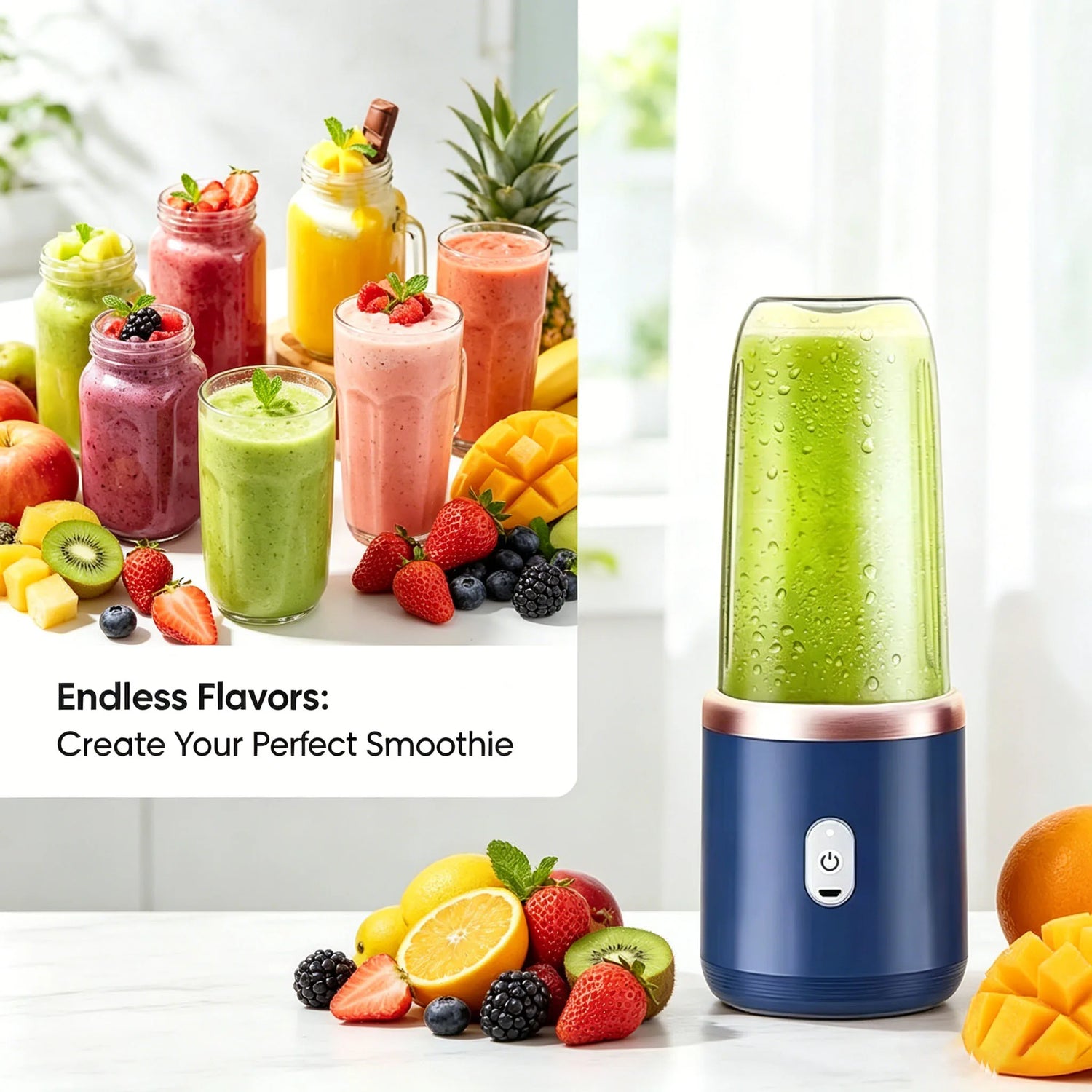 Licuadoras exprimidoras de fruta portátiles, mini botellas eléctricas personales para exteriores, carga USB para el hogar, 6 cuchillas, máquina exprimidora de doble vaso