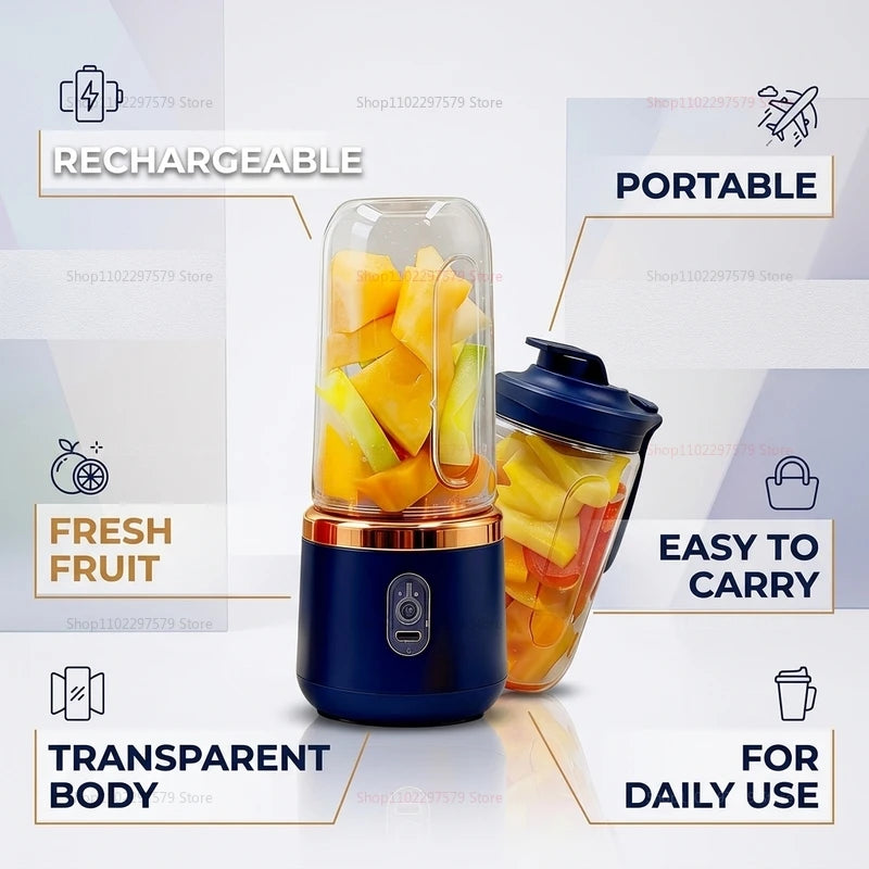 Licuadora eléctrica de frutas de 400 ml, batidora de batidos, exprimidor portátil, licuadora multifunción de doble vaso para el hogar