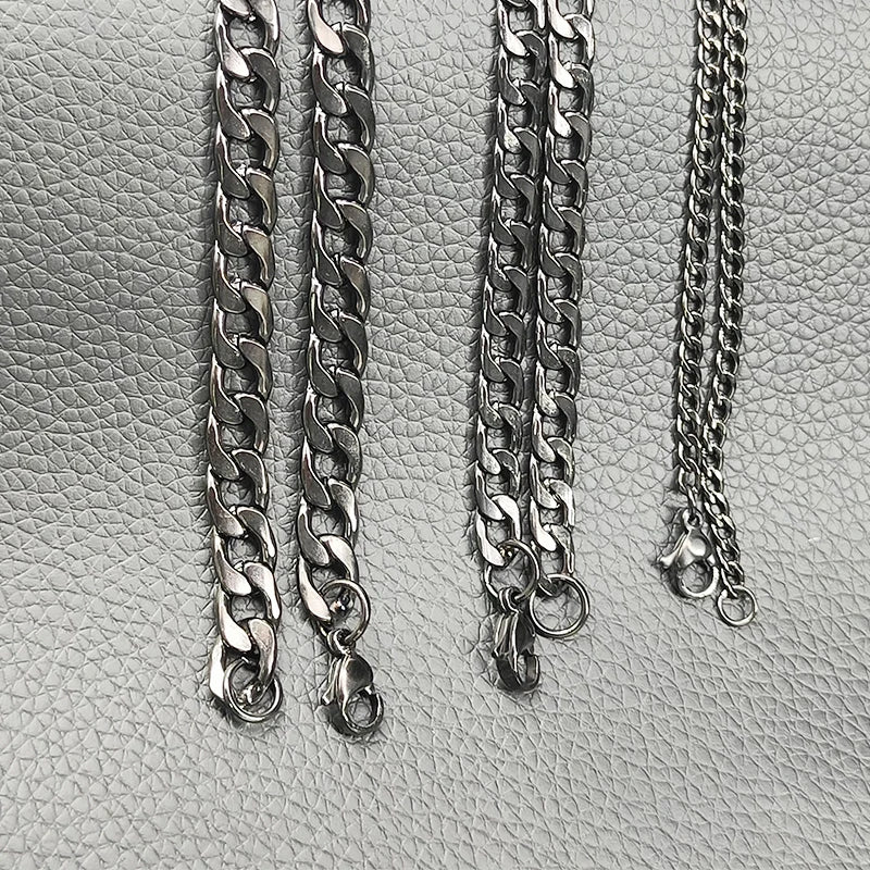 Women Men's Necklace Stainless Steel Black Gold Color Curb Cuban Link NK Chain Silver Color Basic Punk Male Choker Jewelry Gift