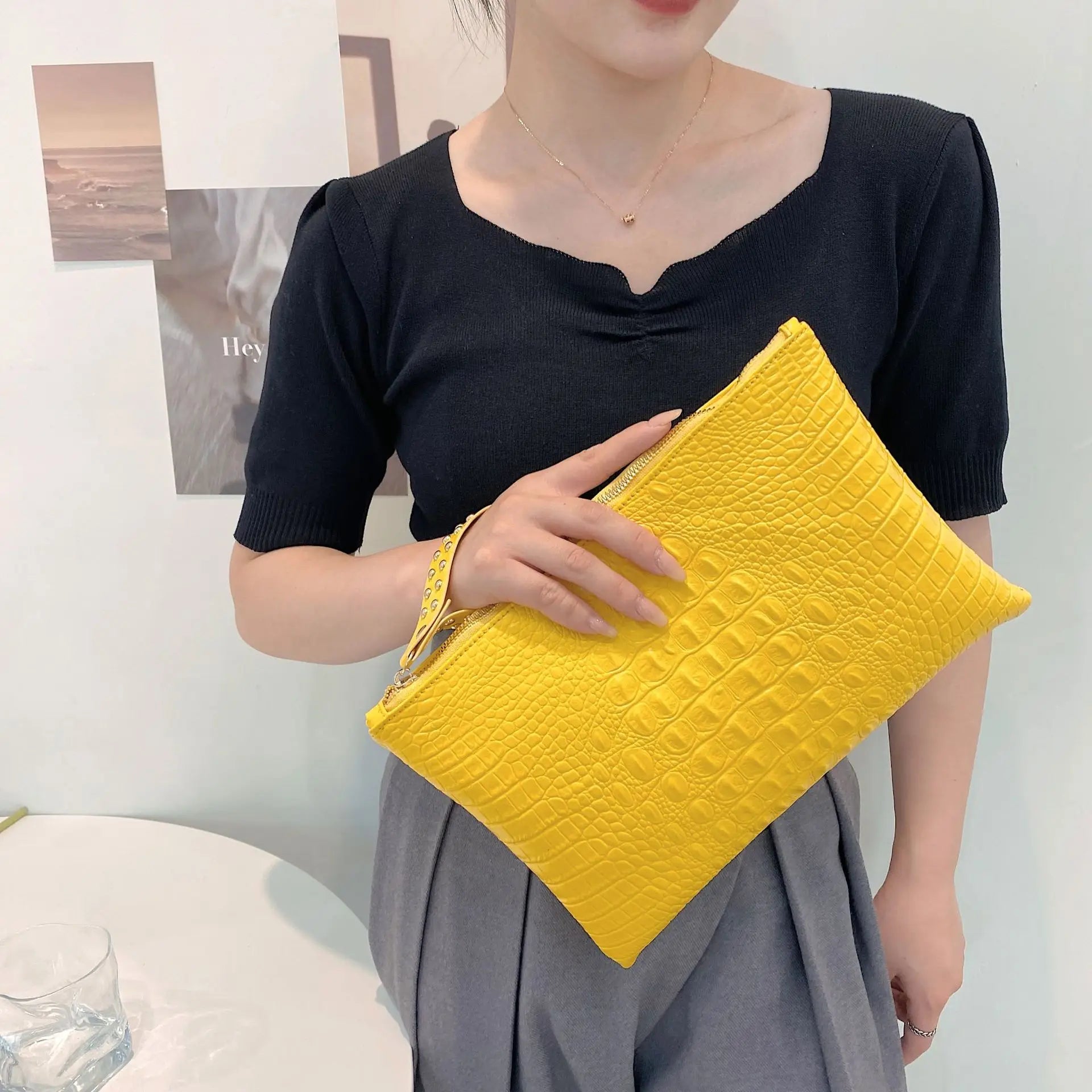 Bolsos de Lujo de Moda, Bolsos de Mujer, Cartera de Mano de Cuero PU para Noche, Bolso de Sobre para Mujer, Carteras de Día Femeninas, Bolso de Pulsera Portátil