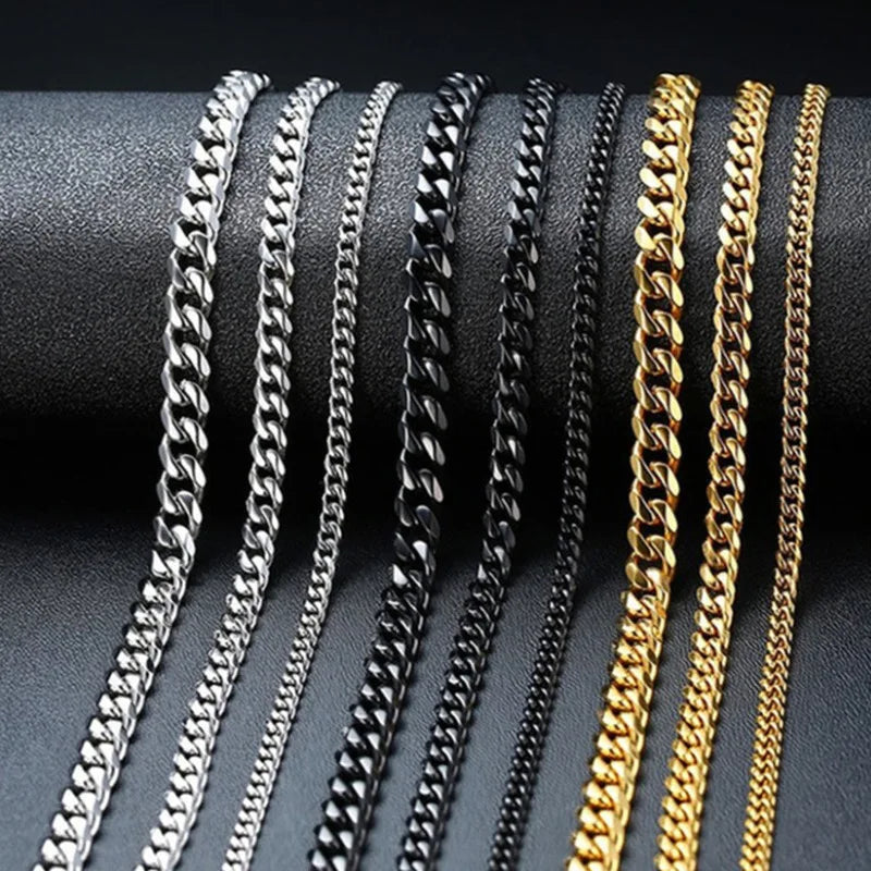Men' Necklaces Homme Stainless Steel Cuban Link Chains For Men Hiphop Rock Jewelry Accessories Multiple Sizes 3mm-9mm C047