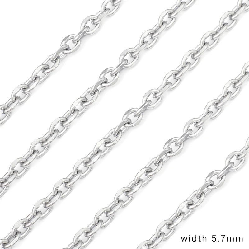 Cadena de acero inoxidable de 1M para hombres y mujeres, cadena de eslabones cubanos, gargantilla básica punk DIY, pulsera, joyería masculina de Hip Hop, regalo