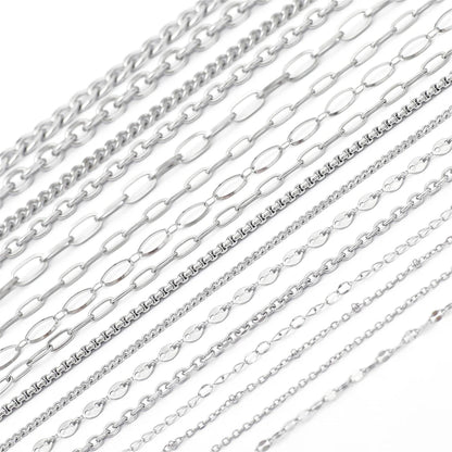 Cadena de acero inoxidable de 1M para hombres y mujeres, cadena de eslabones cubanos, gargantilla básica punk DIY, pulsera, joyería masculina de Hip Hop, regalo