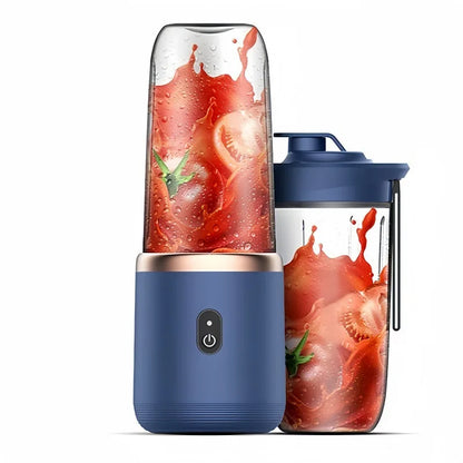 Licuadoras exprimidoras de fruta portátiles, mini botellas eléctricas personales para exteriores, carga USB para el hogar, 6 cuchillas, máquina exprimidora de doble vaso