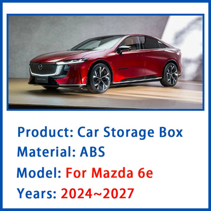 Car Storage Box For Mazda 6e EZ-6 J90A 2024~2027 Anti-dirty Armrest Center Console Boxes Wireless Charging Pads Auto Accessories