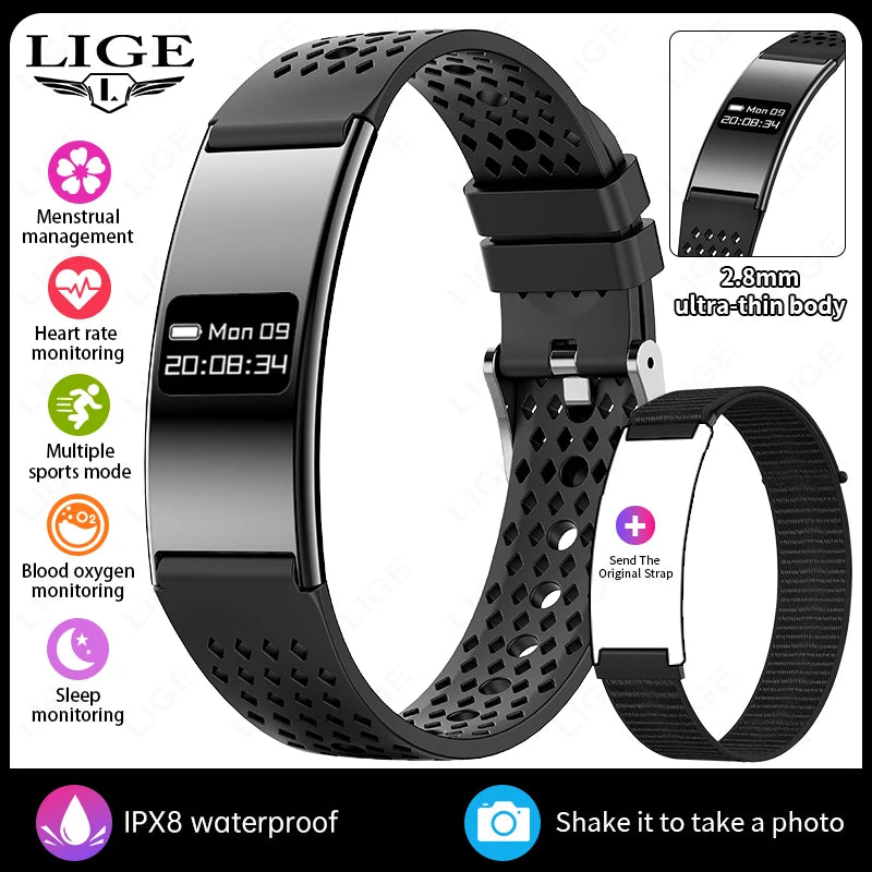 Pulsera inteligente de salud, rastreador de actividad ultraligero, pulsera inteligente con monitor de ritmo cardíaco y sueño, podómetro, reloj inteligente delgado para Android iOS