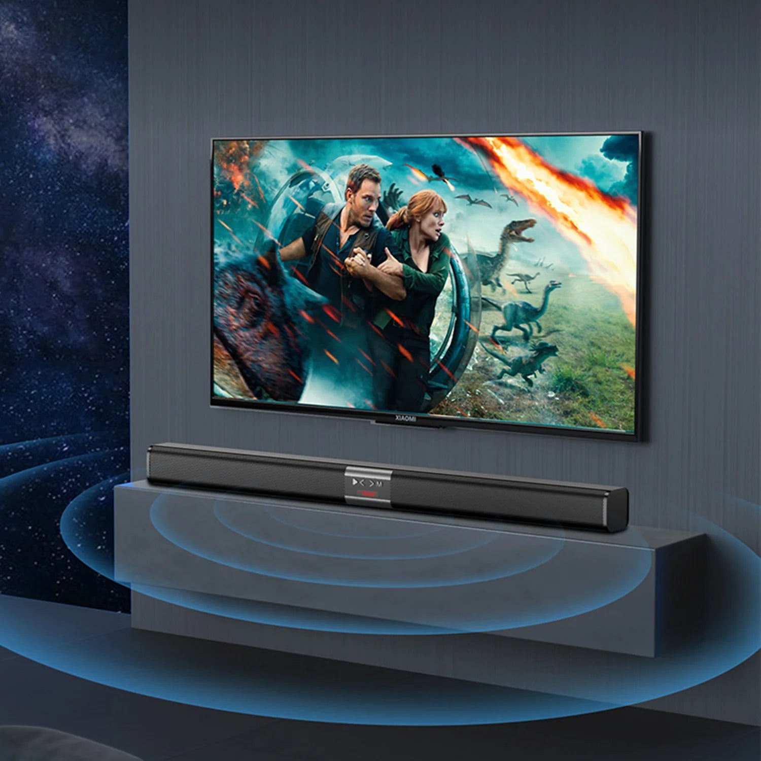Soundbar Wireless Speaker, Built-in Battery, Dual-speaker Desktop Soundbar, Surround Sound, Home Theater TV Wireless Speaker