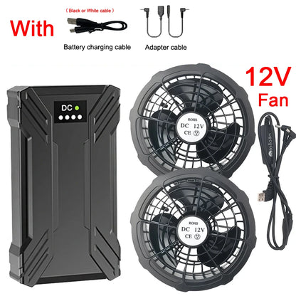 Portable Mobile External Spare Battery 30000mAh or 40000mAh DC Power Bank 5V 12V Vest Cooling Fan Outdoor PowerBank Batteries