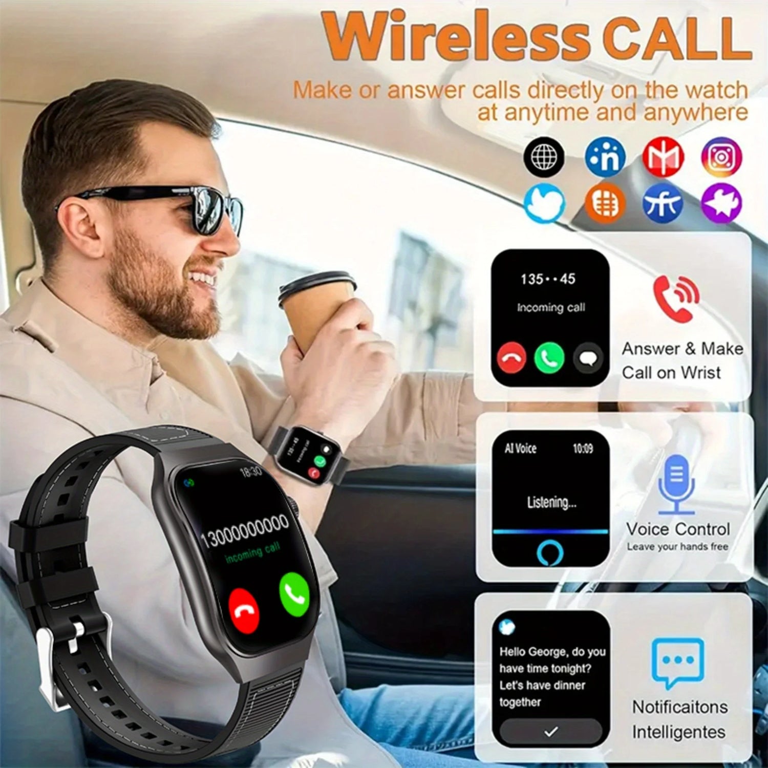 LAXASFIT New Slim Smart Watch Men&