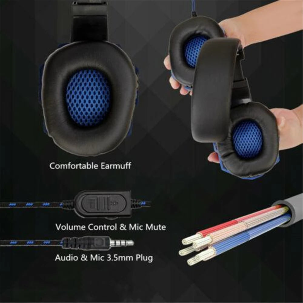3.5mm Wired Gaming Headphones With Adjustable Microphone Stereo Bass Headset For Computer Phone Laptop Desktop PC Notebook Gamer