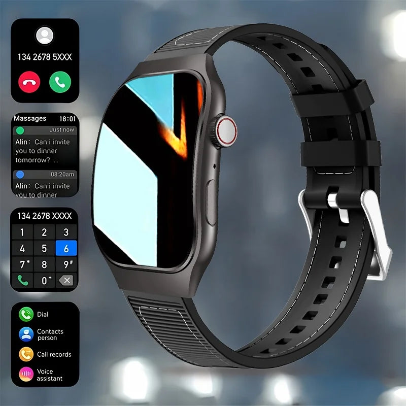 LAXASFIT Nuevo reloj inteligente delgado para hombre, pantalla AMOLED curvada de 2.01 pulgadas, llamada Bluetooth, seguimiento deportivo y de fitness, reloj inteligente para mujer