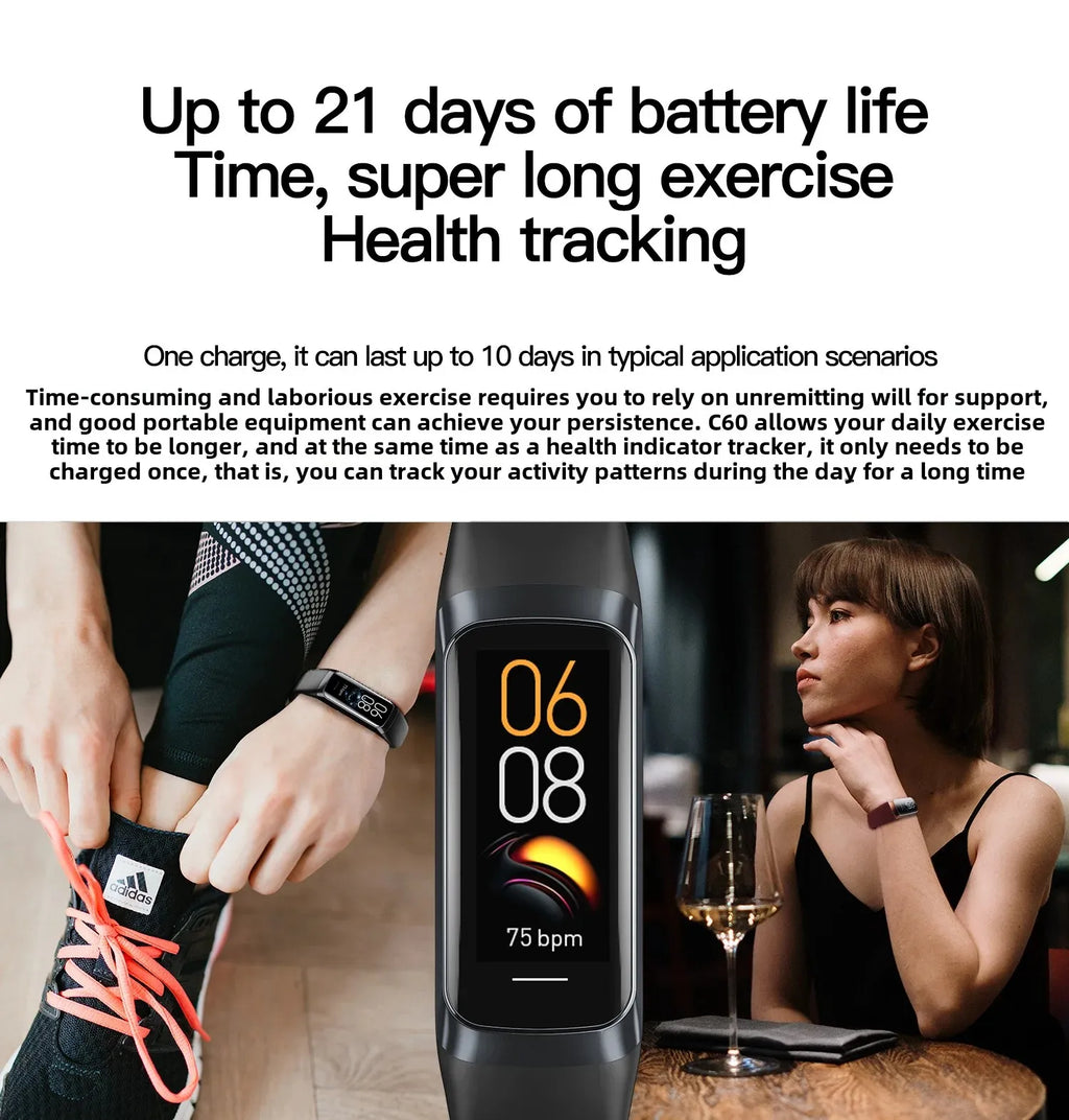 Reloj Inteligente Delgado Hombres Mujeres Pulsera Inteligente 1.1 Pulgadas Amoled Frecuencia Cardíaca Impermeable Temperatura Corporal Rastreador de Actividad Física