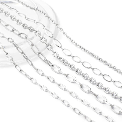 Cadena de acero inoxidable de 1M para hombres y mujeres, cadena de eslabones cubanos, gargantilla básica punk DIY, pulsera, joyería masculina de Hip Hop, regalo