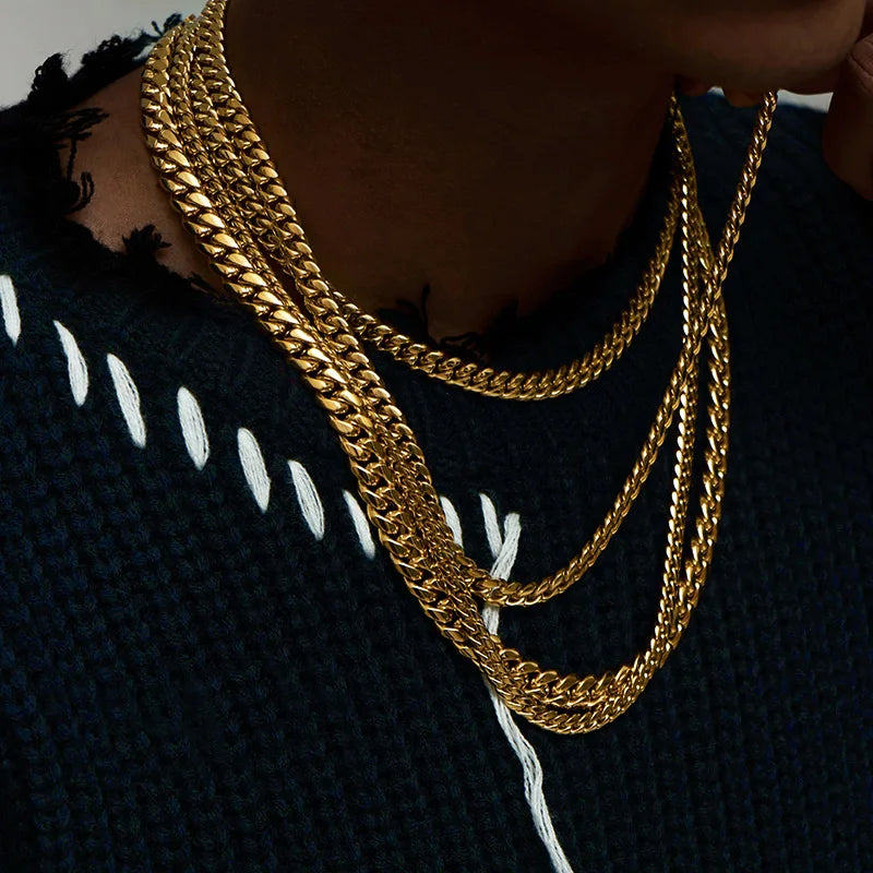 Men' Necklaces Homme Stainless Steel Cuban Link Chains For Men Hiphop Rock Jewelry Accessories Multiple Sizes 3mm-9mm C047