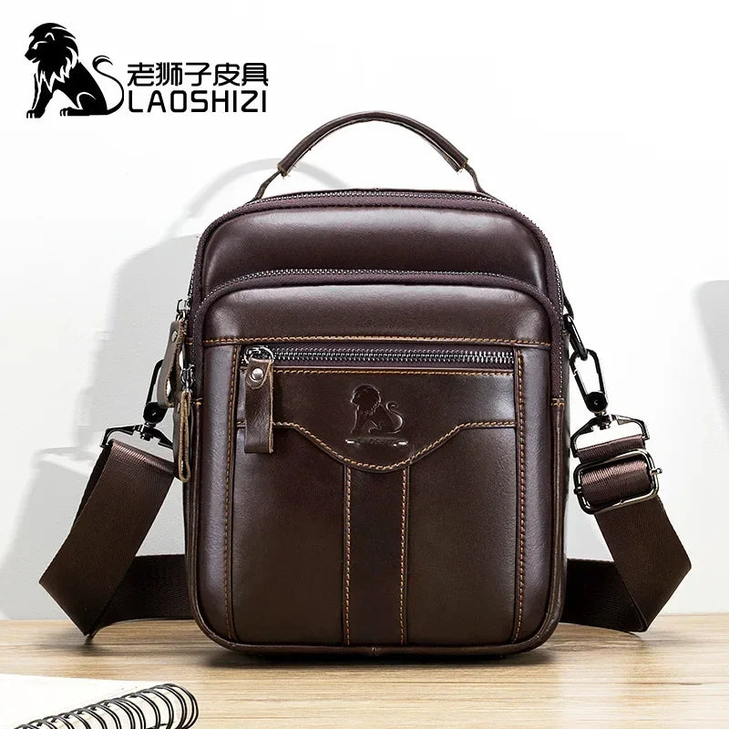 Bolso de mano nuevo para hombre, bandolera de piel auténtica, bolso de lujo para marido, bolso cruzado para hombre
