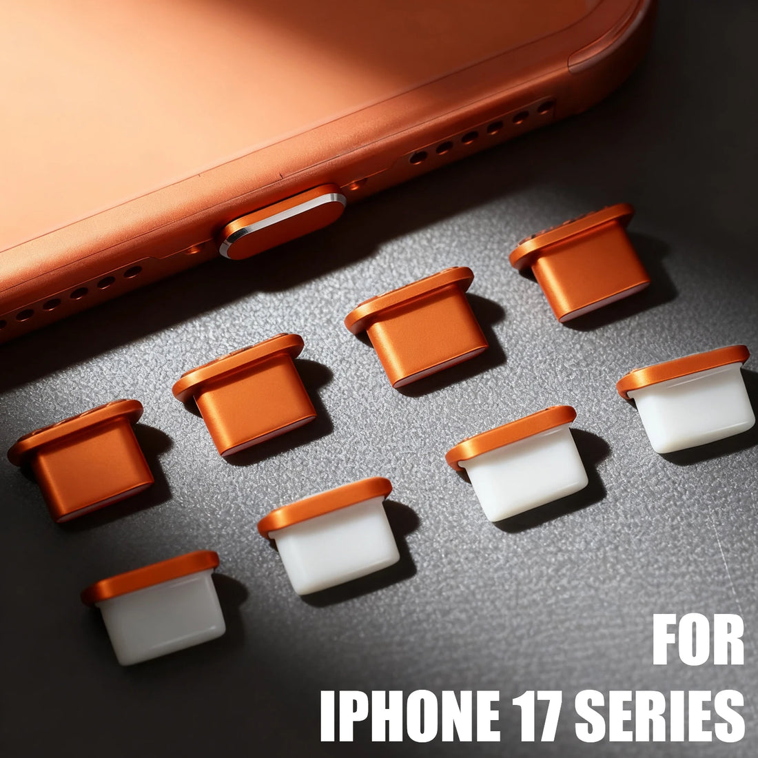 1-10PCS USB Type C Metal Orange Dust Plug For iPhone 17 17Air 17Pro MAX Type-C Charging Port Protector Stopper Anti-Dust Plugs