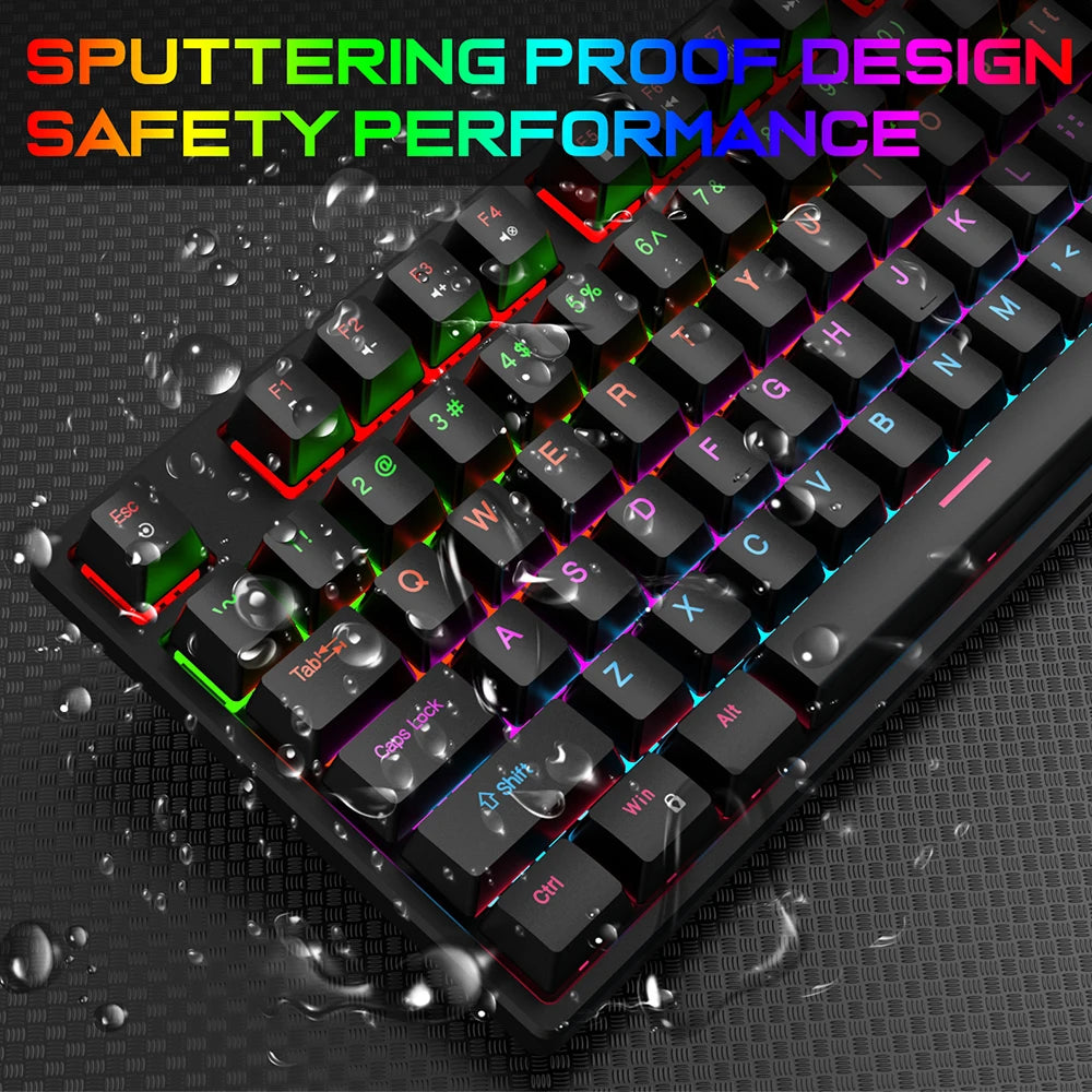 KEBIDUMEI 104 Keys Wired Keyboard RGB Backlit Gaming Mechanical Keyboard Detachable Cable Ergonomic Keyboards For Laptop Gamer