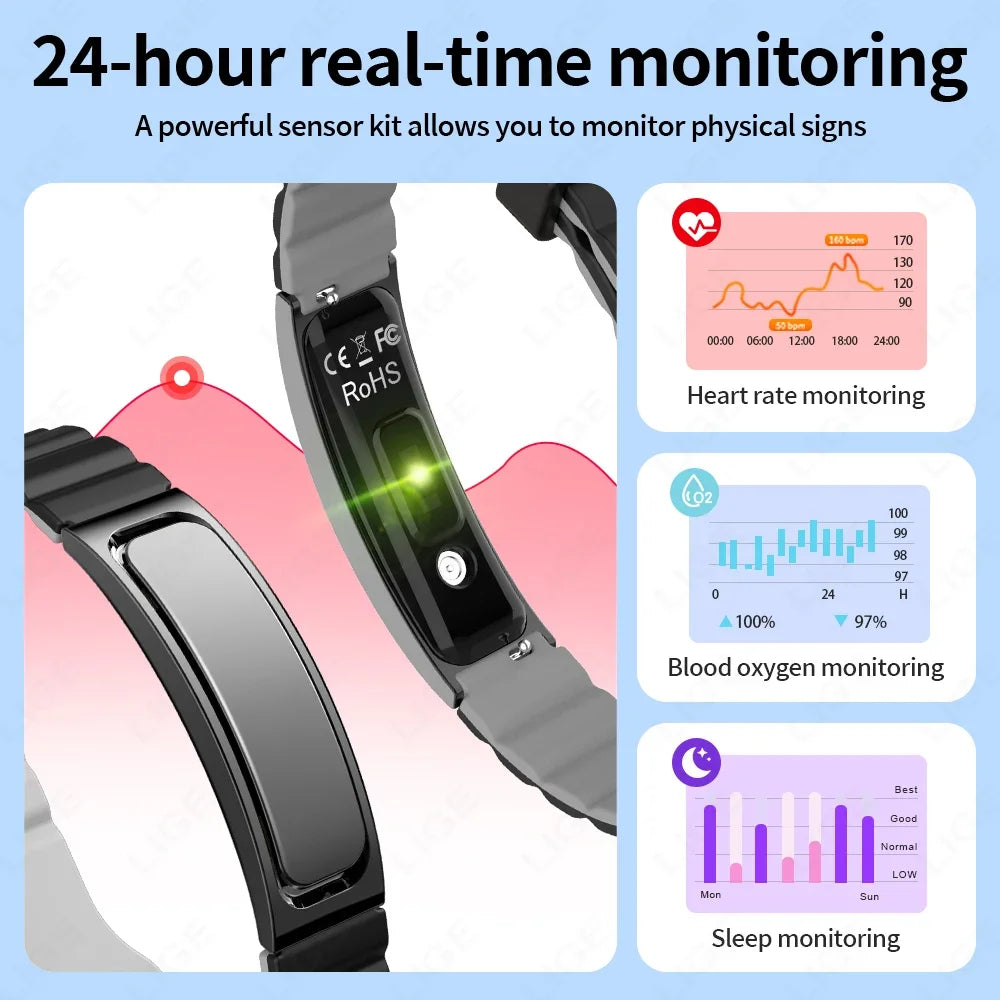 Fitness Tracker Smart Bracelet Men Activity & Sleep Heart Rate Tracker Wristband Sport Strength Training Watch for Android & IOS