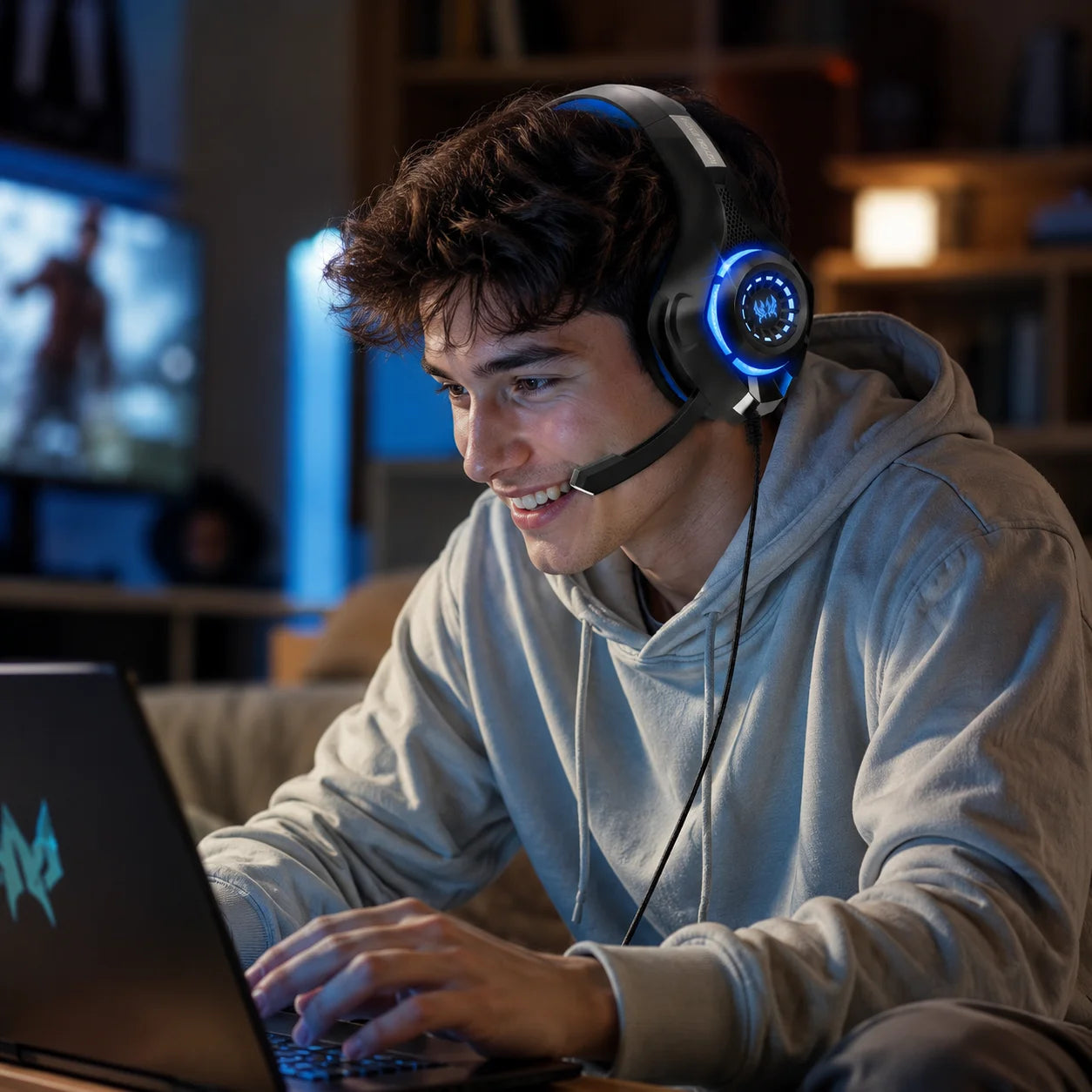 GS400 Wired Gaming Headset with Microphone LED Over Ear Gamer Headphones for PC PS4 PS5 Xbox Switch Laptop Mobile