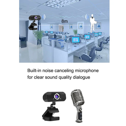 HD Webcam Built-in Dual Mics Smart 1080P Web Camera USB Pro Stream Camera for Desktop Laptops PC Game Cam for OS Windows10/8