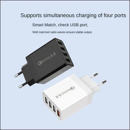 Fast 4 USB Charger Quick Charge 3.0 Fast USB Wall Charger Portable Mobile Charger QC 3.0 Adapter for Mobile Phone EU US Plug