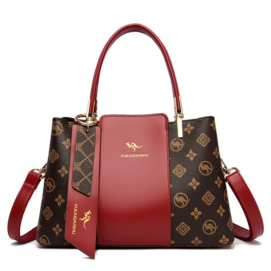 Bolso de hombro cruzado de cuero suave de gran capacidad con estampado de moda de lujo para mujer, bolsos de mano de diseñador para mujer.