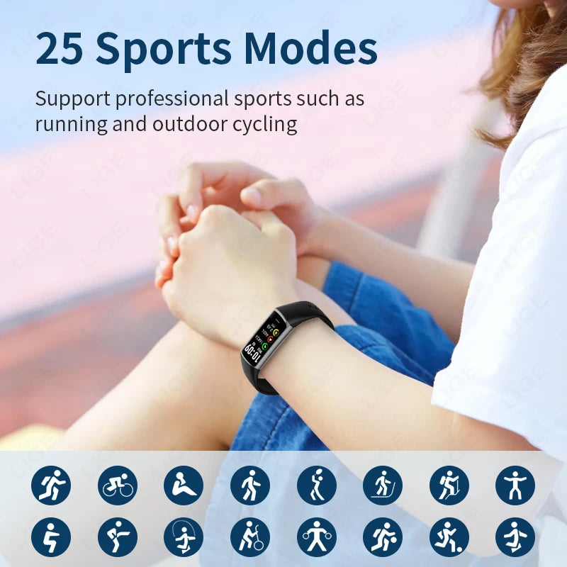 Smartwatch LIGE, Rastreador de actividad deportiva, Reloj inteligente para hombres y mujeres con monitor de frecuencia cardíaca, oxígeno en sangre y sueño, Pulsera inteligente impermeable