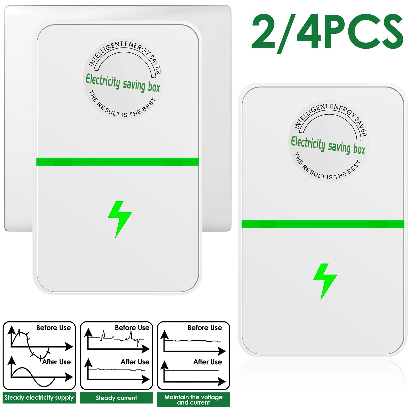2/4Pcs Power Saver Portable Electricity US Energy Saver Smart Saving Box Safe Household Plug 90V-250V for Office Kitchen Accesso