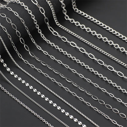 Cadena de acero inoxidable de 1M para hombres y mujeres, cadena de eslabones cubanos, gargantilla básica punk DIY, pulsera, joyería masculina de Hip Hop, regalo