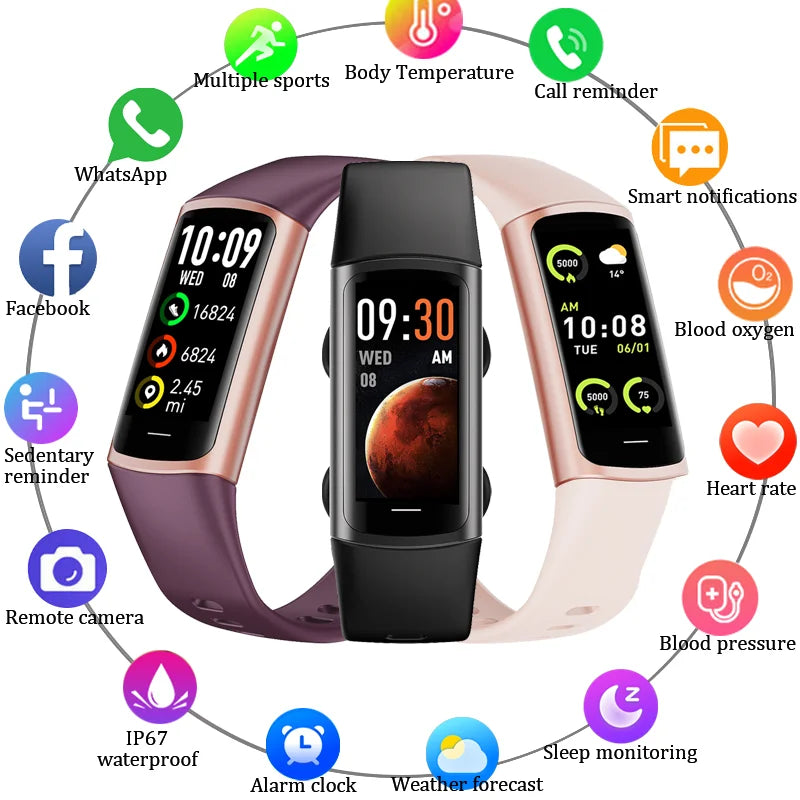 Smartwatch LIGE, Rastreador de actividad deportiva, Reloj inteligente para hombres y mujeres con monitor de frecuencia cardíaca, oxígeno en sangre y sueño, Pulsera inteligente impermeable