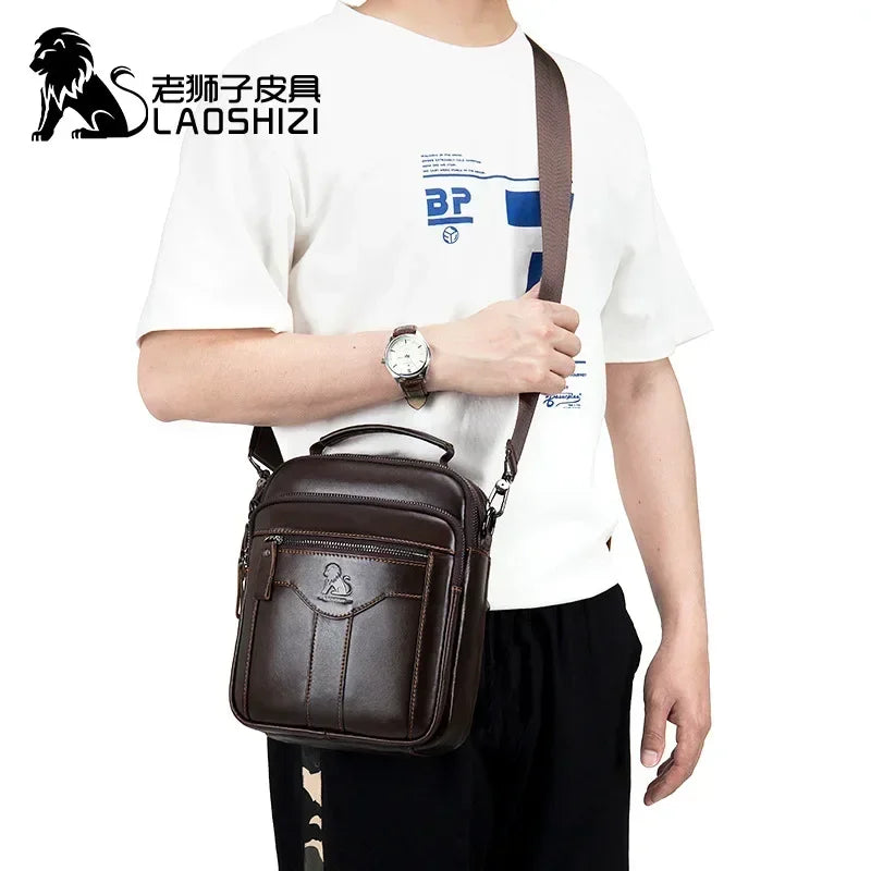 Bolso de mano nuevo para hombre, bandolera de piel auténtica, bolso de lujo para marido, bolso cruzado para hombre
