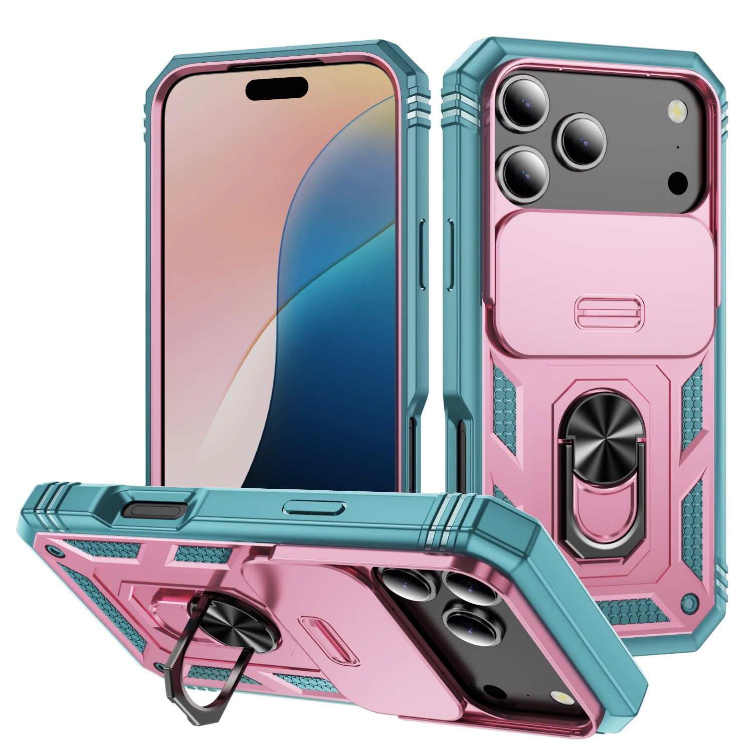 Camera Proctive Phone Case for IPhone 17 Air 16 16E 15 14 13 12 11 XS XR Pro Max Plus Cover With Ring Holder Heavy Duty