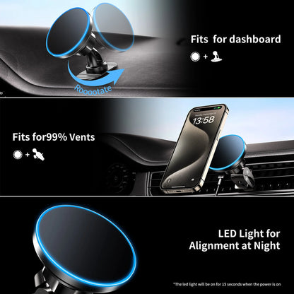 Magnet Wireless Car Charger 15W Fast Charging Magnetic Car Mount Phone Holder Air Vent for iPhone 16 15 14 13 Pro Max 12