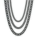 Stainless Steel Cuban Chain Necklaces For Men Women 3.5MM 5MM 7MM Black Gold Color Solid Curb Link Chain Punk Fashion Jewelry