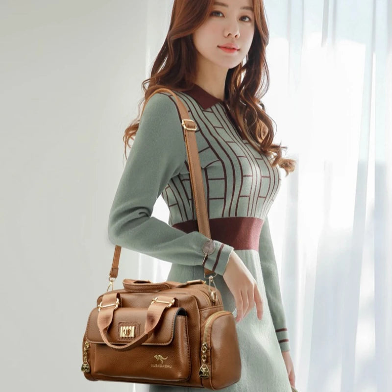 Bolso de Lujo de Diseño y Moda de Alta Calidad para Mujer, Bolso de Hombro de Gran Capacidad de Cuero Suave Tipo Locomotora Cruzado