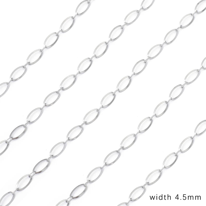 Cadena de acero inoxidable de 1M para hombres y mujeres, cadena de eslabones cubanos, gargantilla básica punk DIY, pulsera, joyería masculina de Hip Hop, regalo