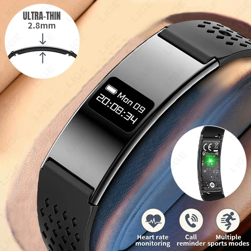 Pulsera inteligente de salud, rastreador de actividad ultraligero, pulsera inteligente con monitor de frecuencia cardíaca, monitor de sueño, podómetro, reloj inteligente delgado para Android iOS