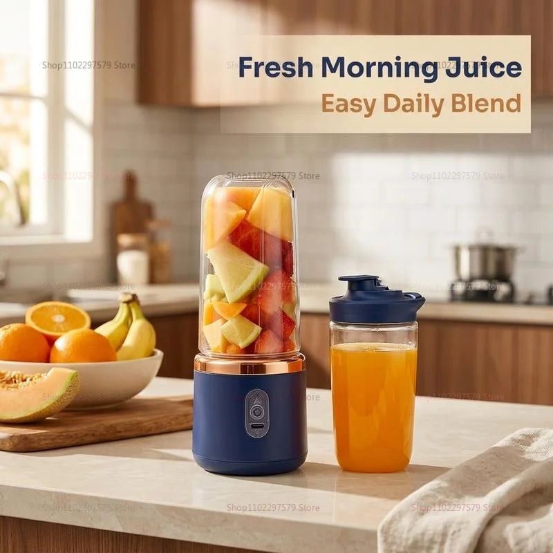 Licuadora eléctrica de frutas de 400 ml, batidora de batidos, exprimidor portátil, licuadora multifunción de doble vaso para el hogar