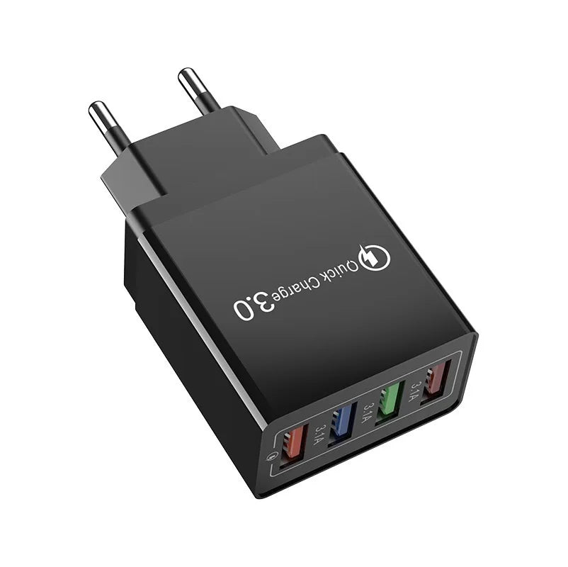 Fast 4 USB Charger Quick Charge 3.0 Fast USB Wall Charger Portable Mobile Charger QC 3.0 Adapter for Mobile Phone EU US Plug