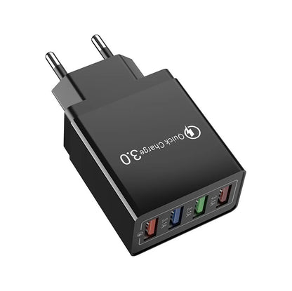 Fast 4 USB Charger Quick Charge 3.0 Fast USB Wall Charger Portable Mobile Charger QC 3.0 Adapter for Mobile Phone EU US Plug
