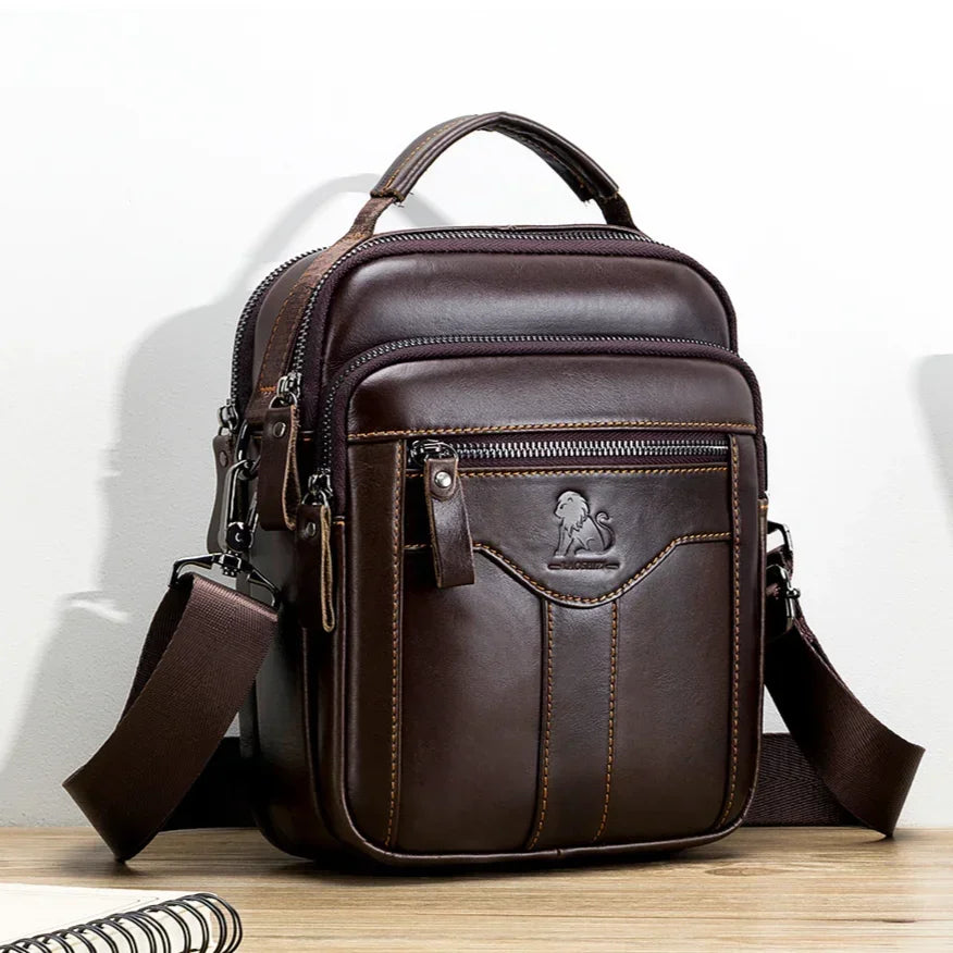 Bolso de mano nuevo para hombre, bandolera de piel auténtica, bolso de lujo para marido, bolso cruzado para hombre
