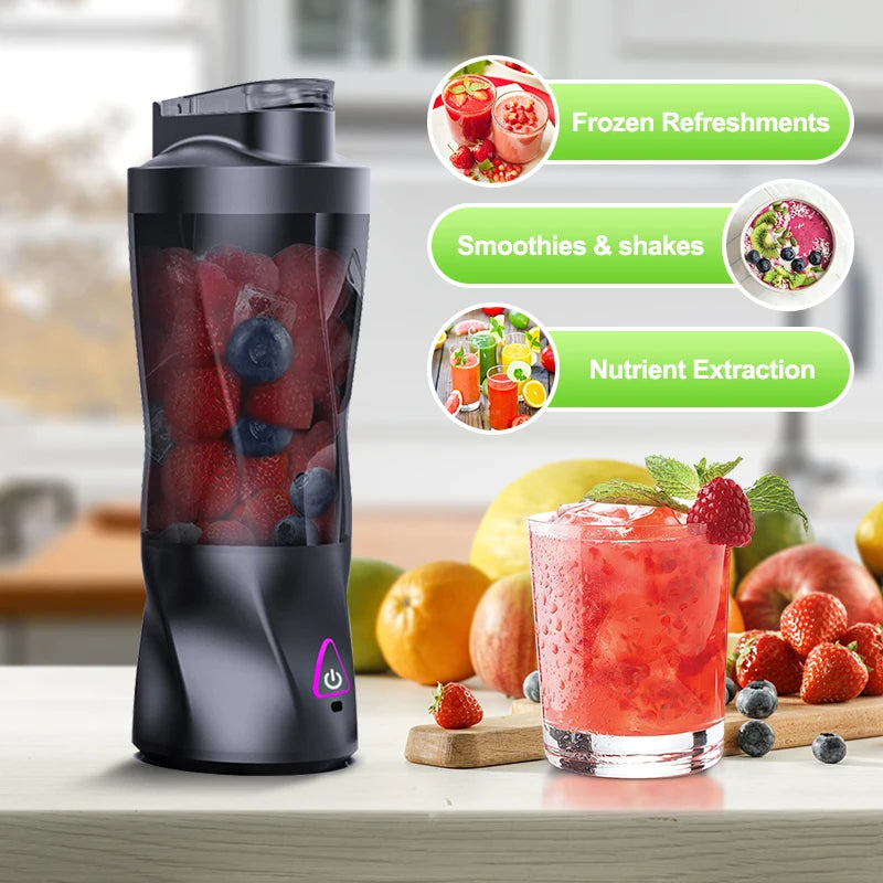 Exprimidor eléctrico portátil, mezclador de frutas frescas, 700 ml, multifuncional, recargable por USB, batidora para batidos, vaso mezclador para exteriores