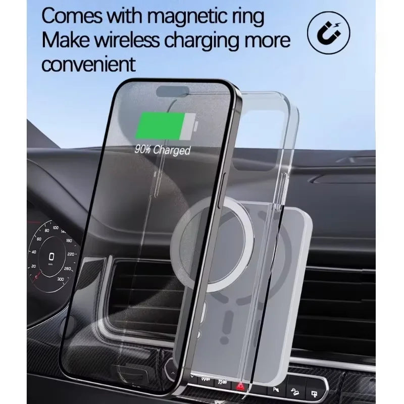 Magnetic Car Wireless Charger For iPhone 16 15 14 13 12 Pro Max Mini Macsafe Car Phone Holder Stand Mount Fast Charging Station