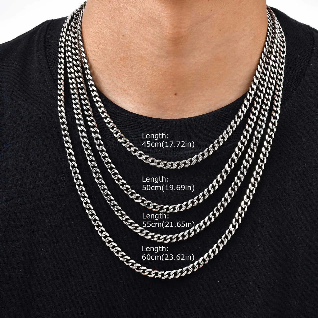 Cadena de eslabones cubanos de acero inoxidable de 3/5/7 mm, collar de acero inoxidable, gargantilla estilo punk hip-hop para hombres, accesorios de joyería de moda
